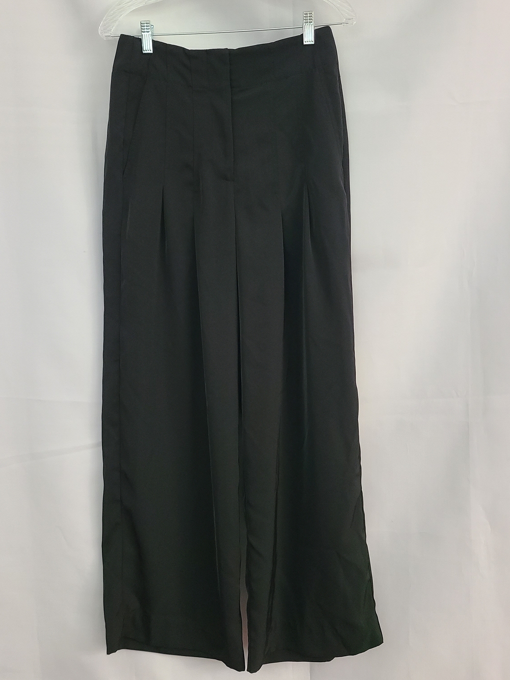 Banana Republic Factory Sz 4 Black Sheen Pleated Wide Leg Office Work Pants